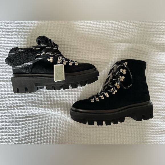 ALLSAINTS WANDA SUEDE combat boots black color US 9 EU 39 - Picture 9 of 16